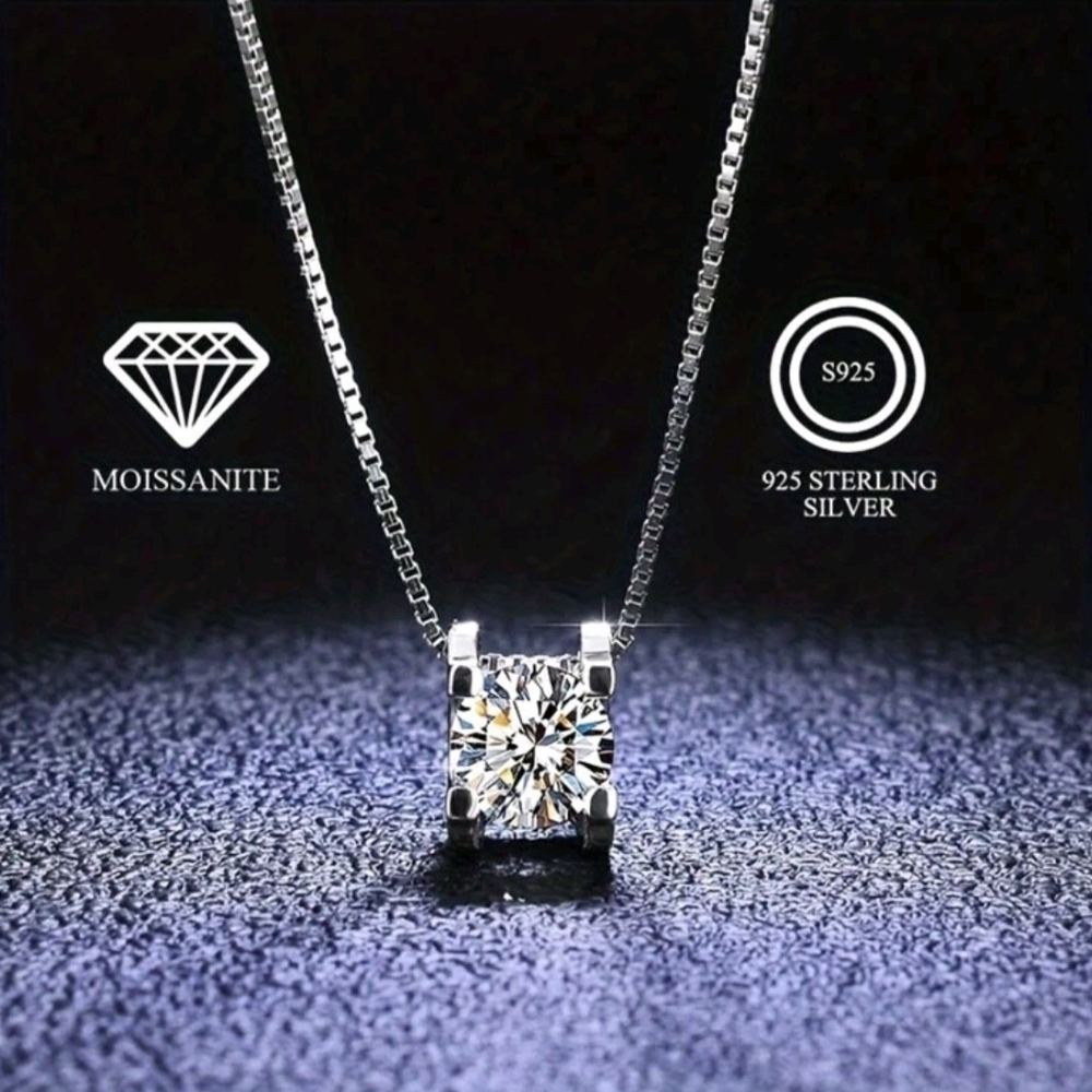 🎉🎉NEW🎉🎉 BRILLANT!! 1 CT Moisaanit Necklace On A 925 SILVER Necklace